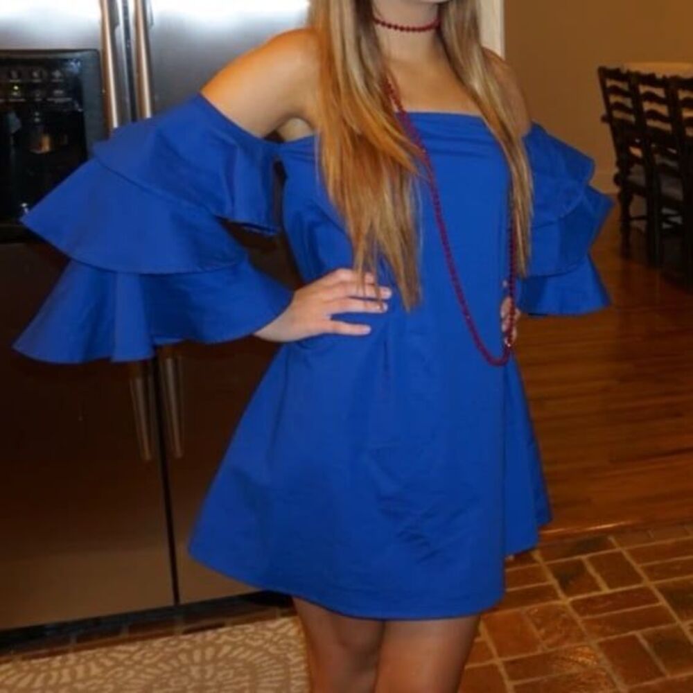 Banjul Blue ruffle dress medium